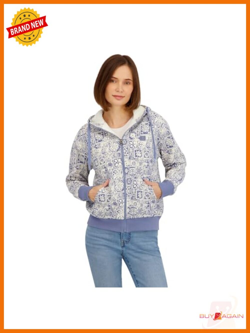 Full Zip Oversized Sherpa Lined Hoodie Fleece Jacket